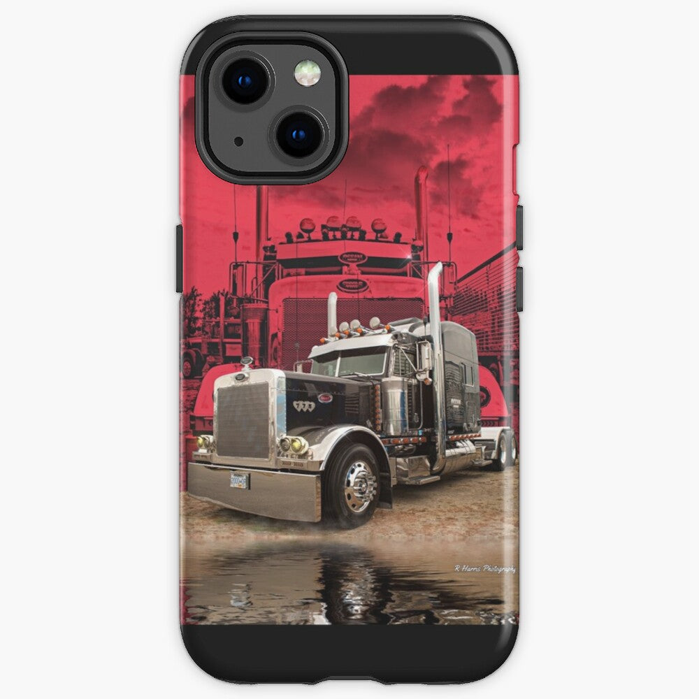 Personalized Peterbilt with Red Peterbilt background Glass Phone Case