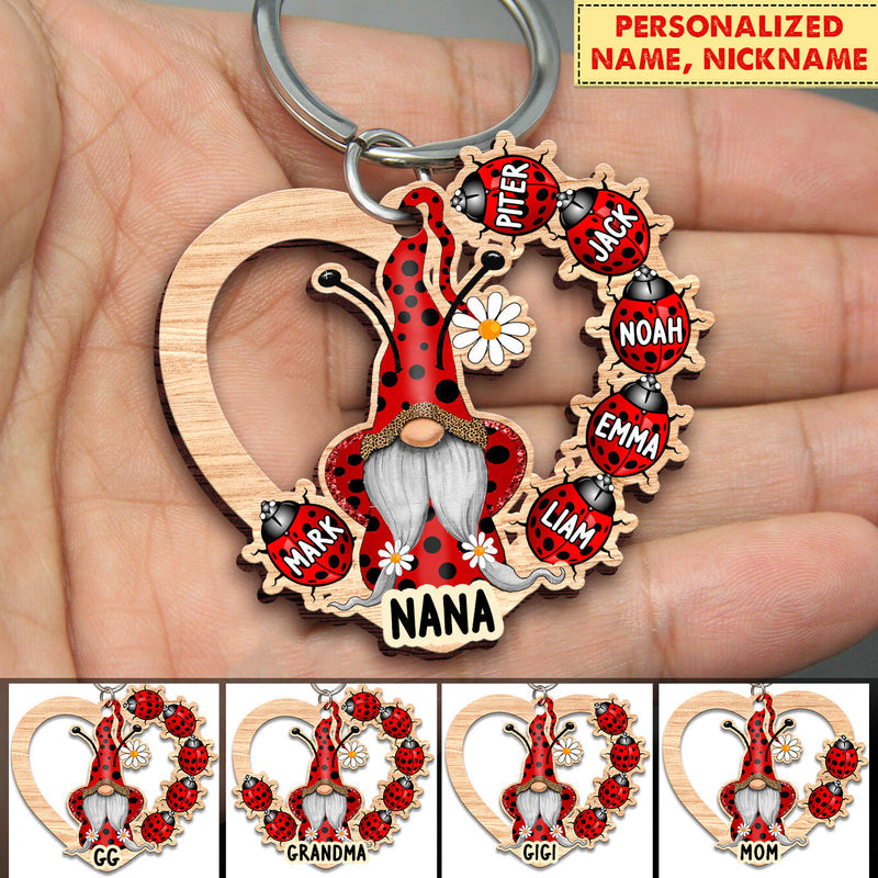 Nana's Love Bugs Grandkids Gnome Personalized Acrylic Keychain