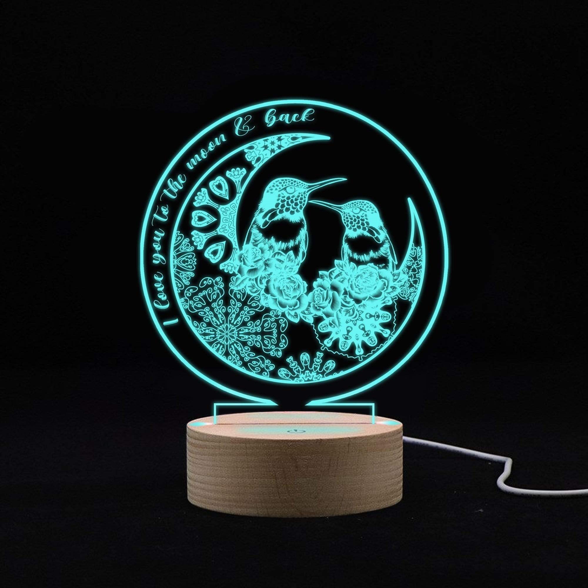 Hummingbird I love you to the moon and back Color changing touch led light Gift for you, gift for him, gift for her, gift for hummingbird lover