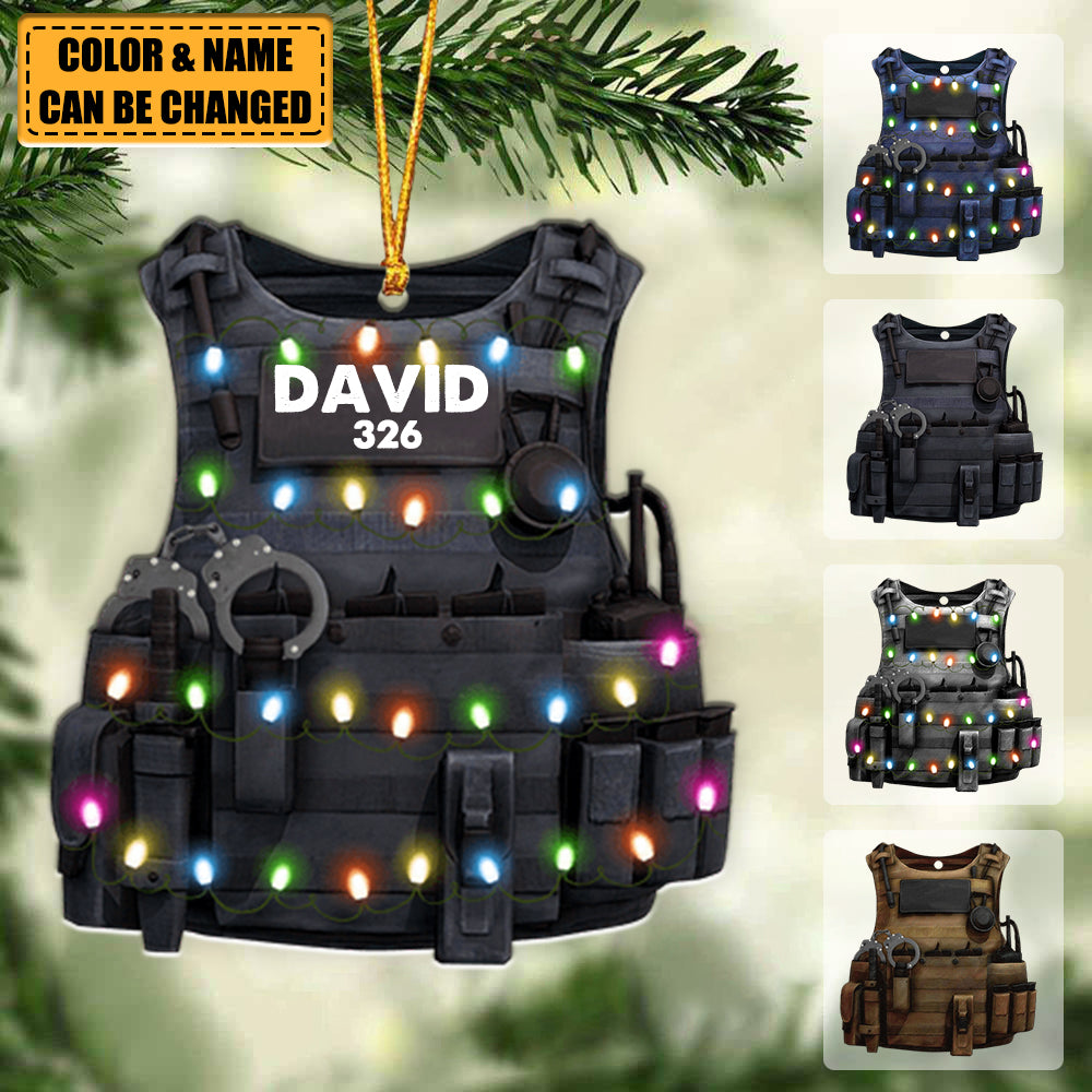 Police Bulletproof Vest Christmas -Personalized Christmas Ornament - Gift For Police