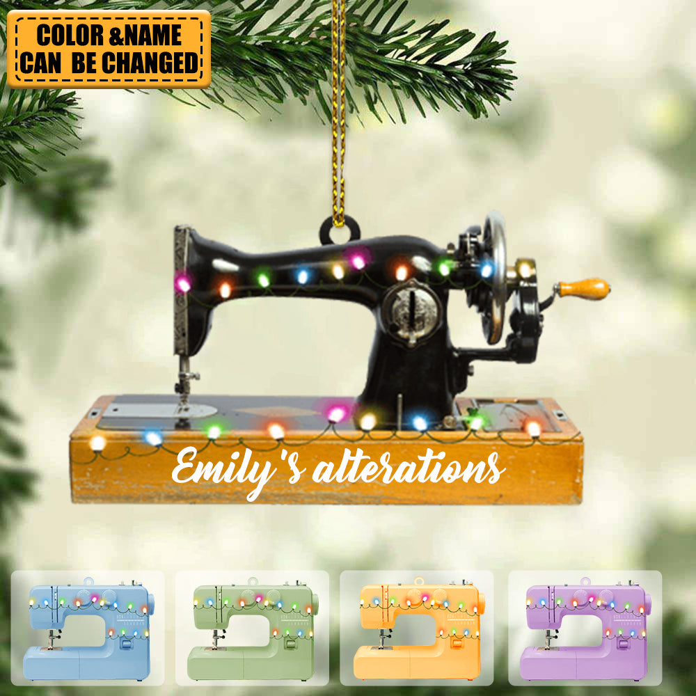 Sewing Machine With Christmas Light - Personalized Christmas Ornament