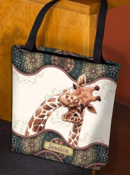Personalized Giraffe All Over Tote Bag