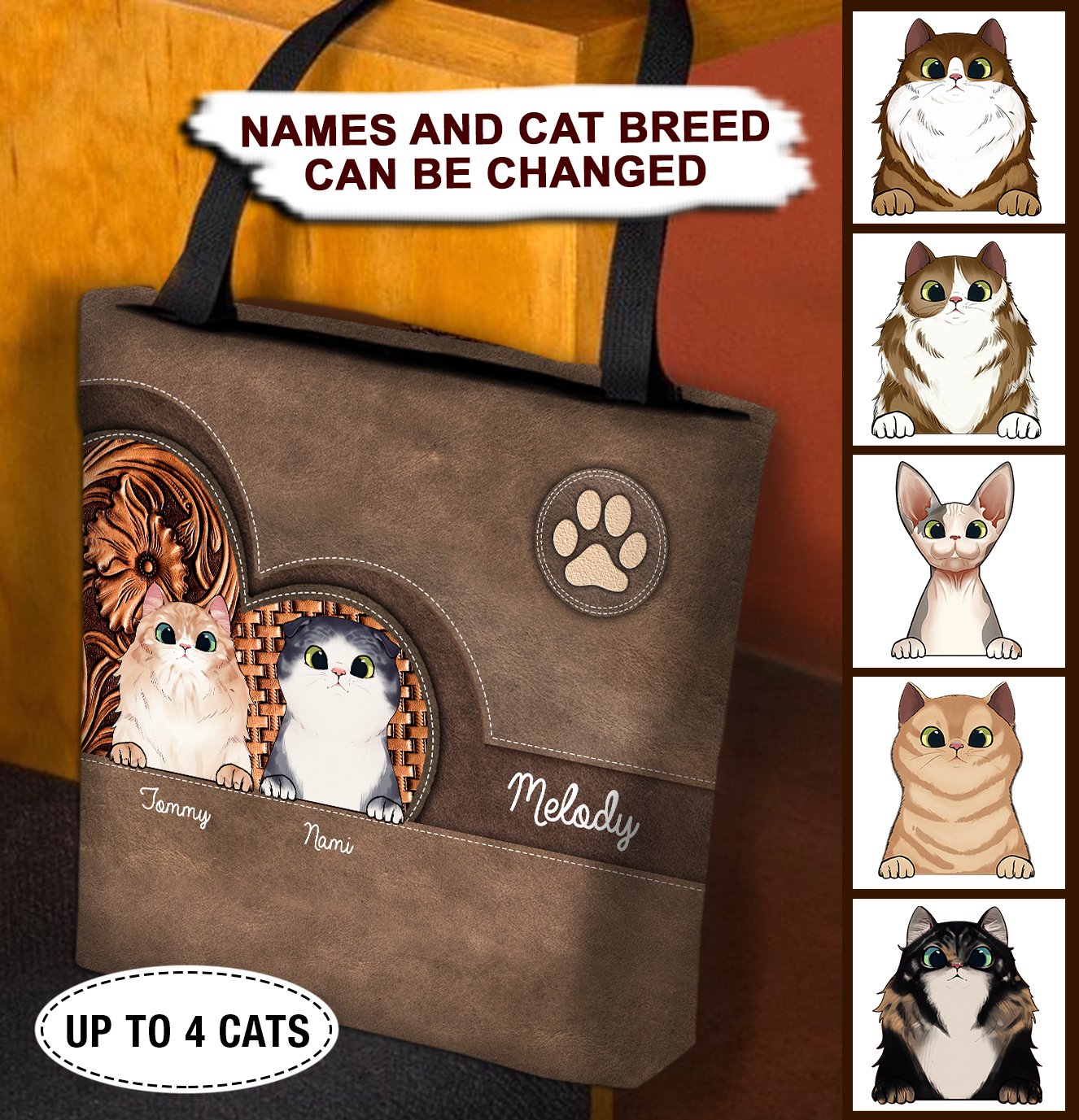 Cat Personalized All Over Tote Bag - TO011PS - Best Memorial Gifts