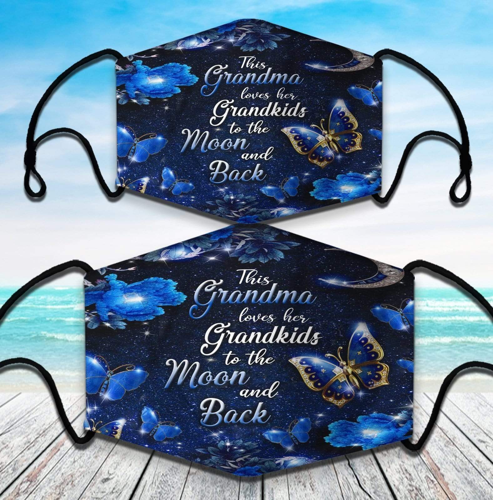 This Grandma Loves Her Grankids Moon And Back Family All Over Print Adjustable Mask