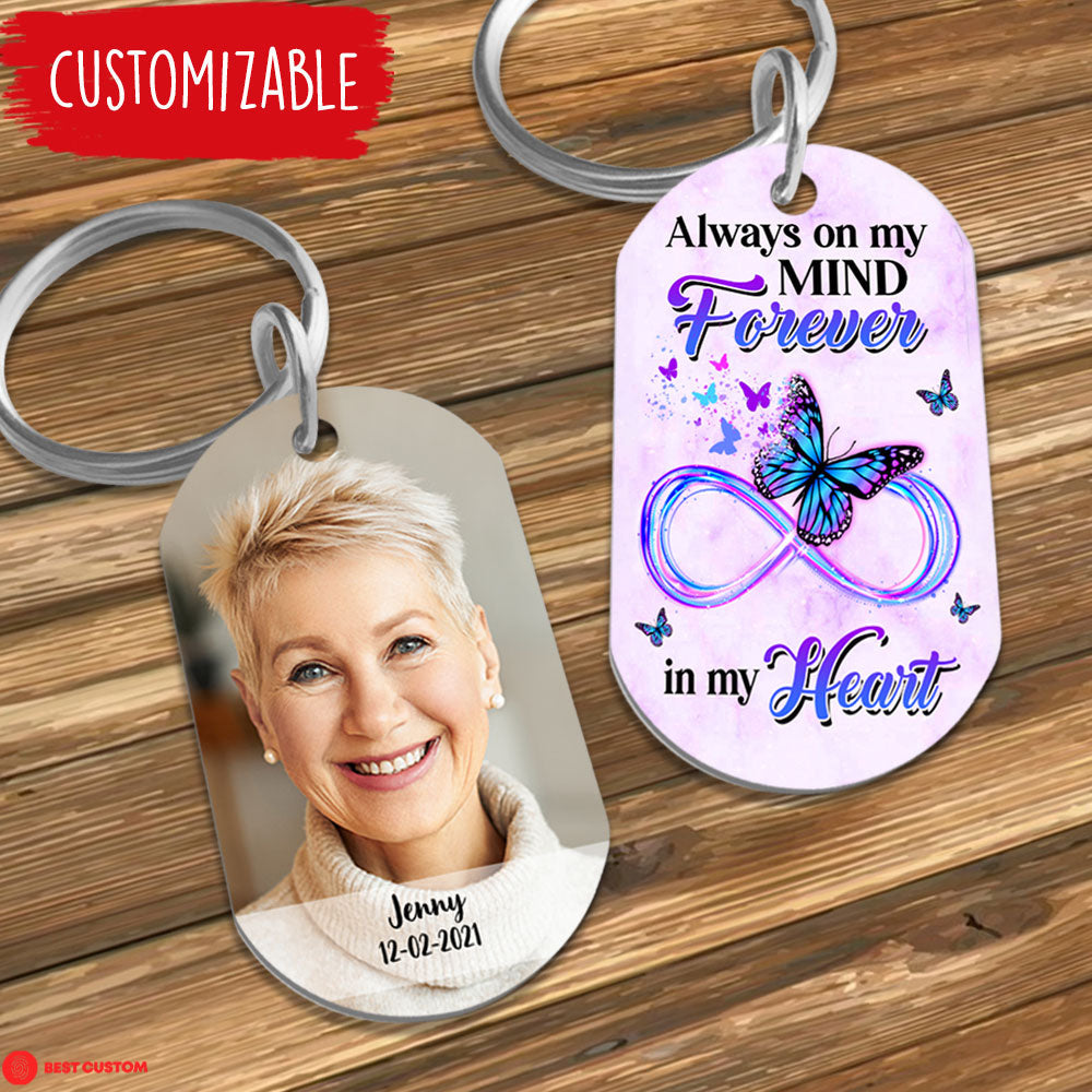 Always On My Mind Forever In My Heart - Personalized Photo Stainless Steel Keychain
