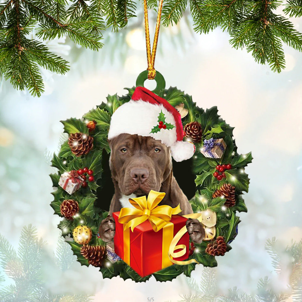 Pit Bull Christmas Gift Hanging Ornament