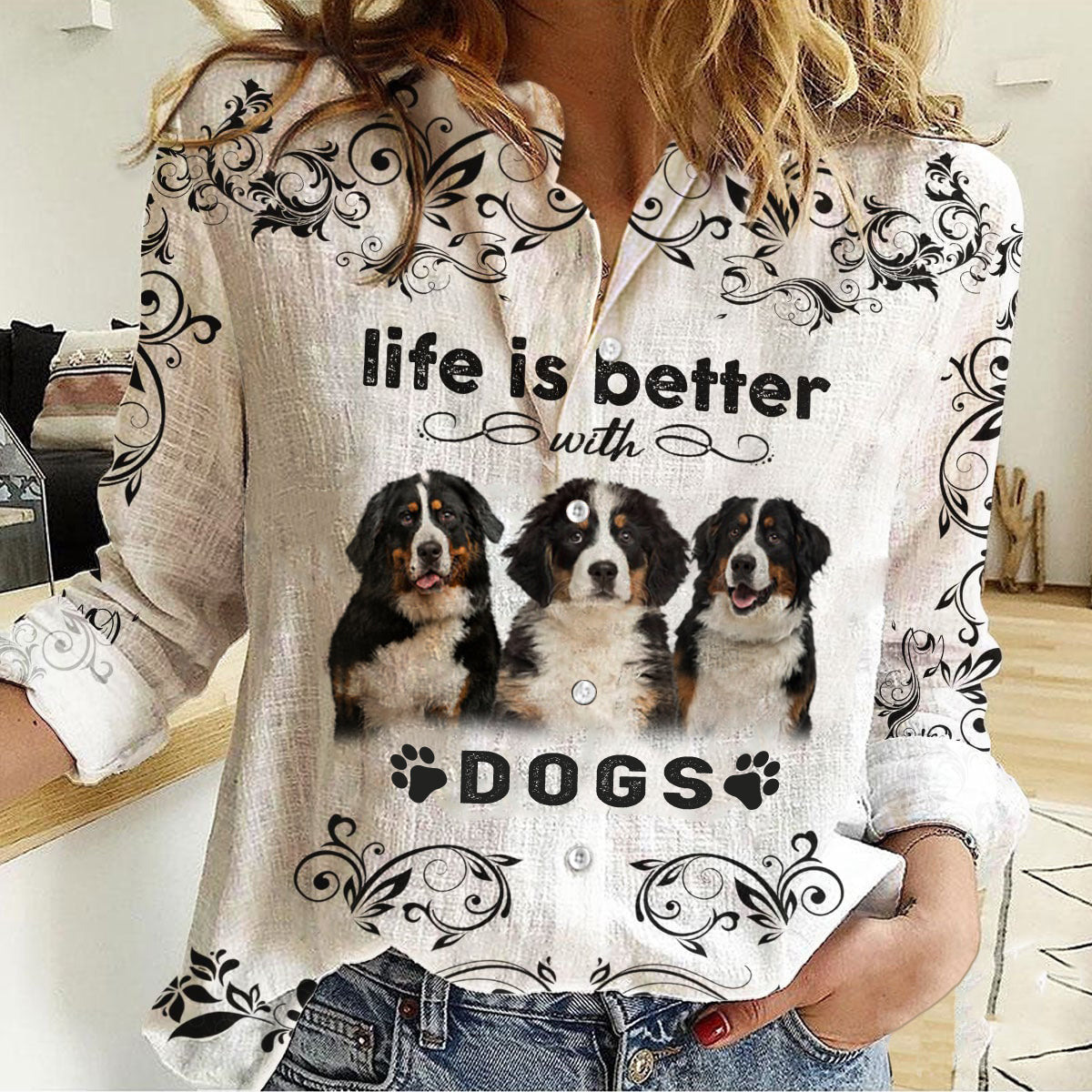 Bernese Mountain -Life Is Better With Dogs Women's Long-Sleeve Shirt