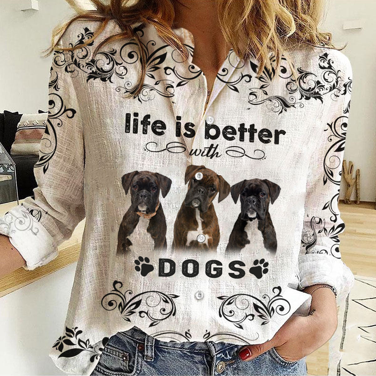 Boxer -Life Is Better With Dogs Women's Long-Sleeve Shirt