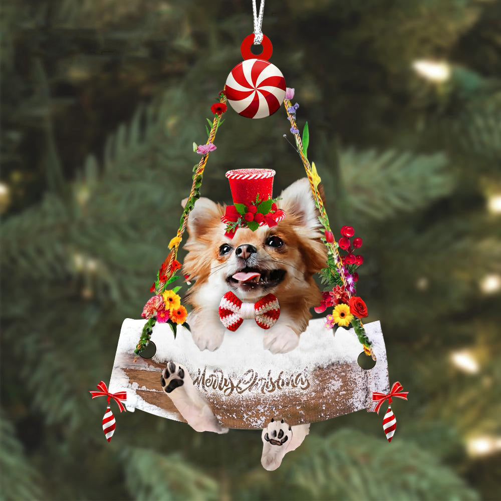 Chihuahua 2 Hugging Wood Merry Christmas Ornament