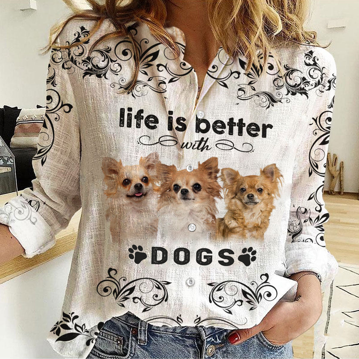 Chihuahua -Life Is Better With Dogs Women's Long-Sleeve Shirt