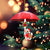 Corgi Under Umbrella Christmas Ornament