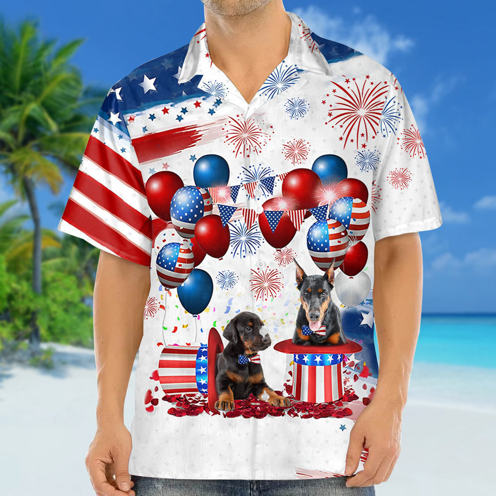 Doberman Independence Day Hawaiian Shirt