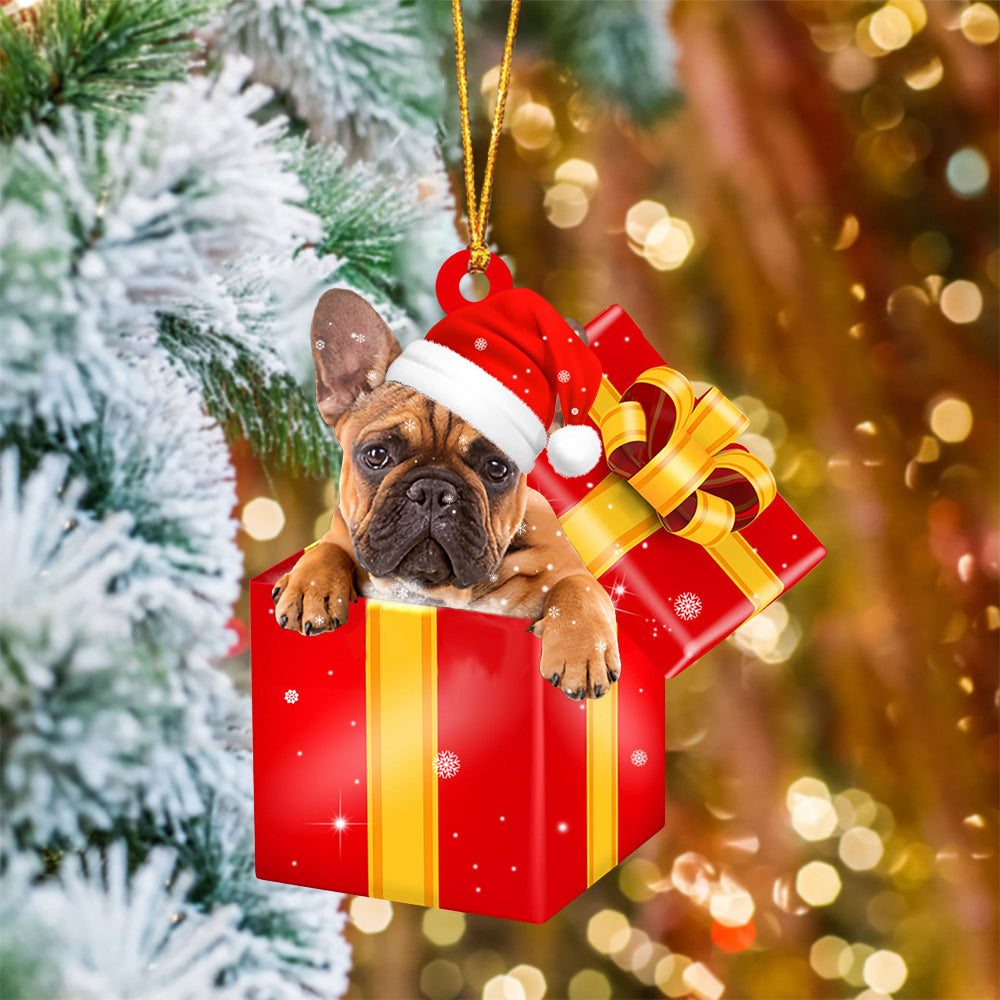 French Bulldog022 In Red Gift Box Christmas Ornament