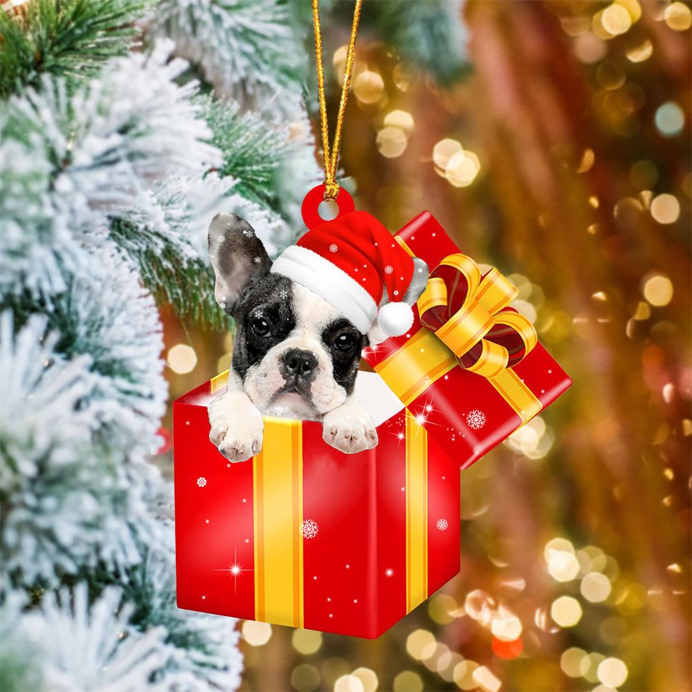French Bulldog 02 In Red Gift Box Christmas Ornament