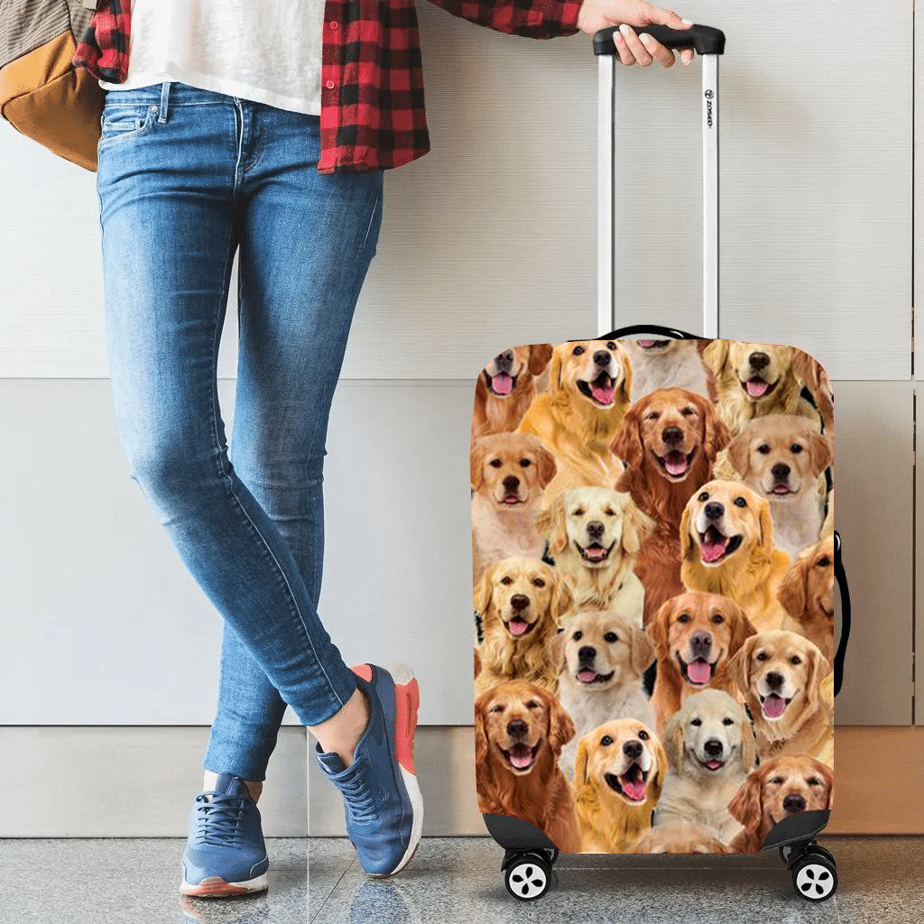 A bunch of Golden Retrievers Luggage Cover
