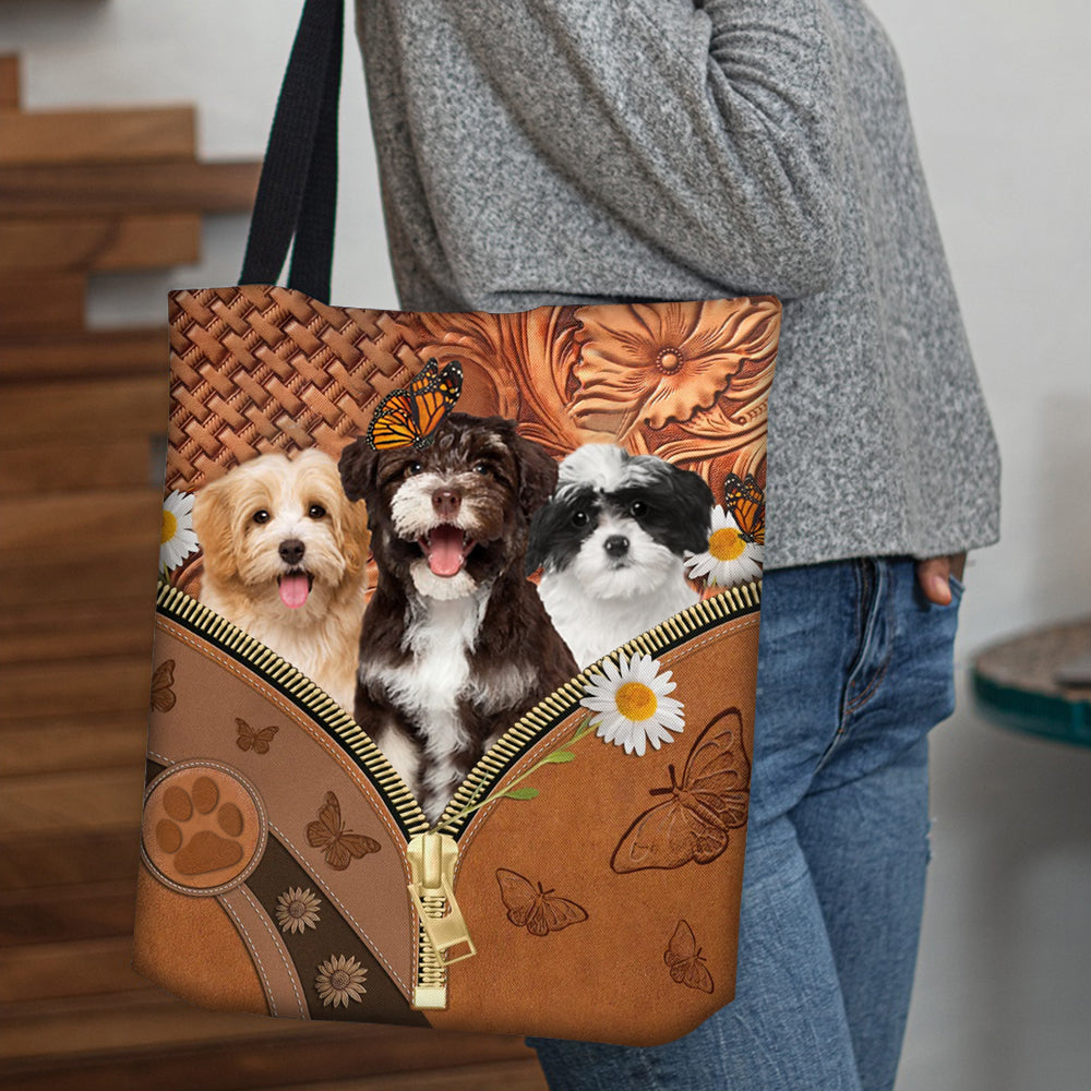 Havanese Daisy Flower And Butterfly Tote Bag