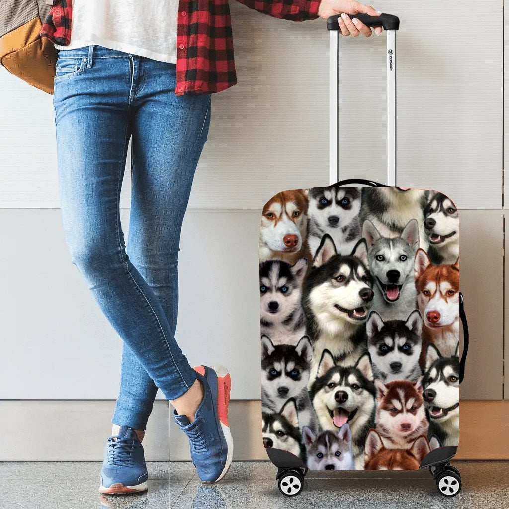 A bunch of Huskies Luggage Cover
