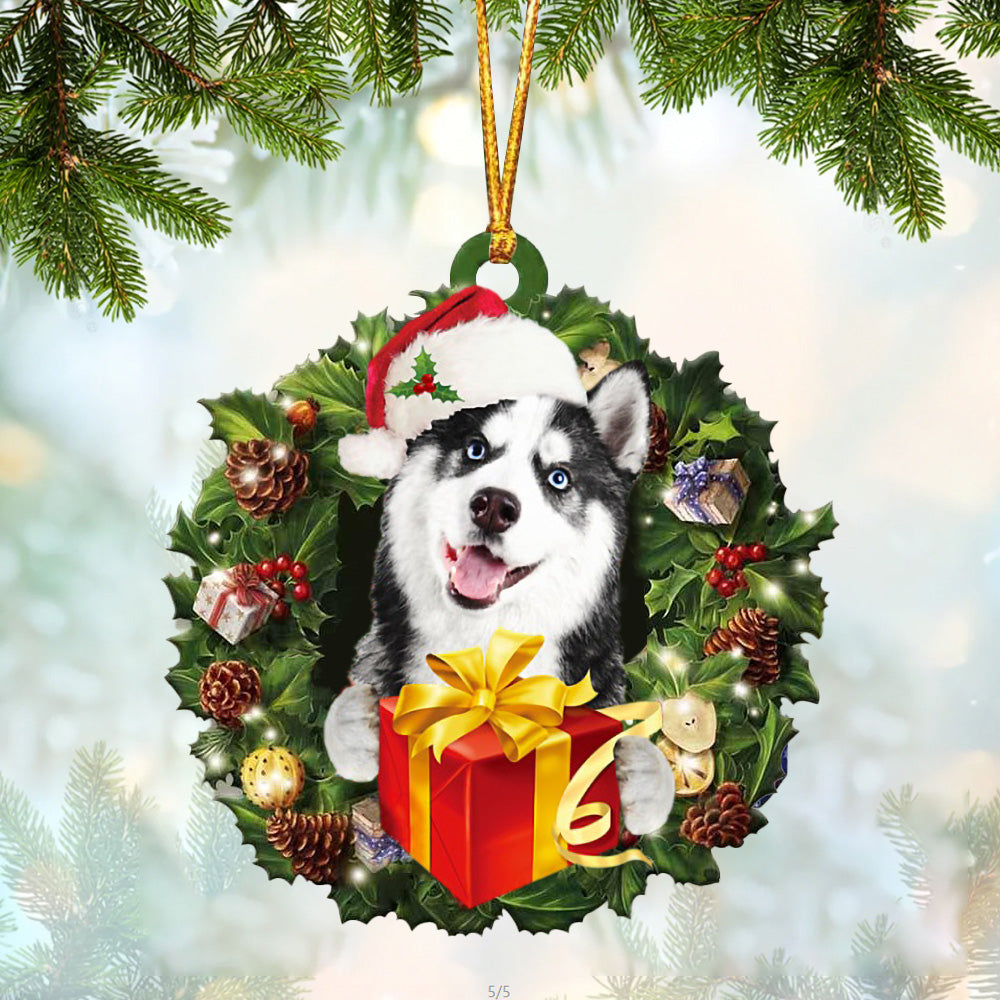 Husky Christmas Gift Hanging Ornament