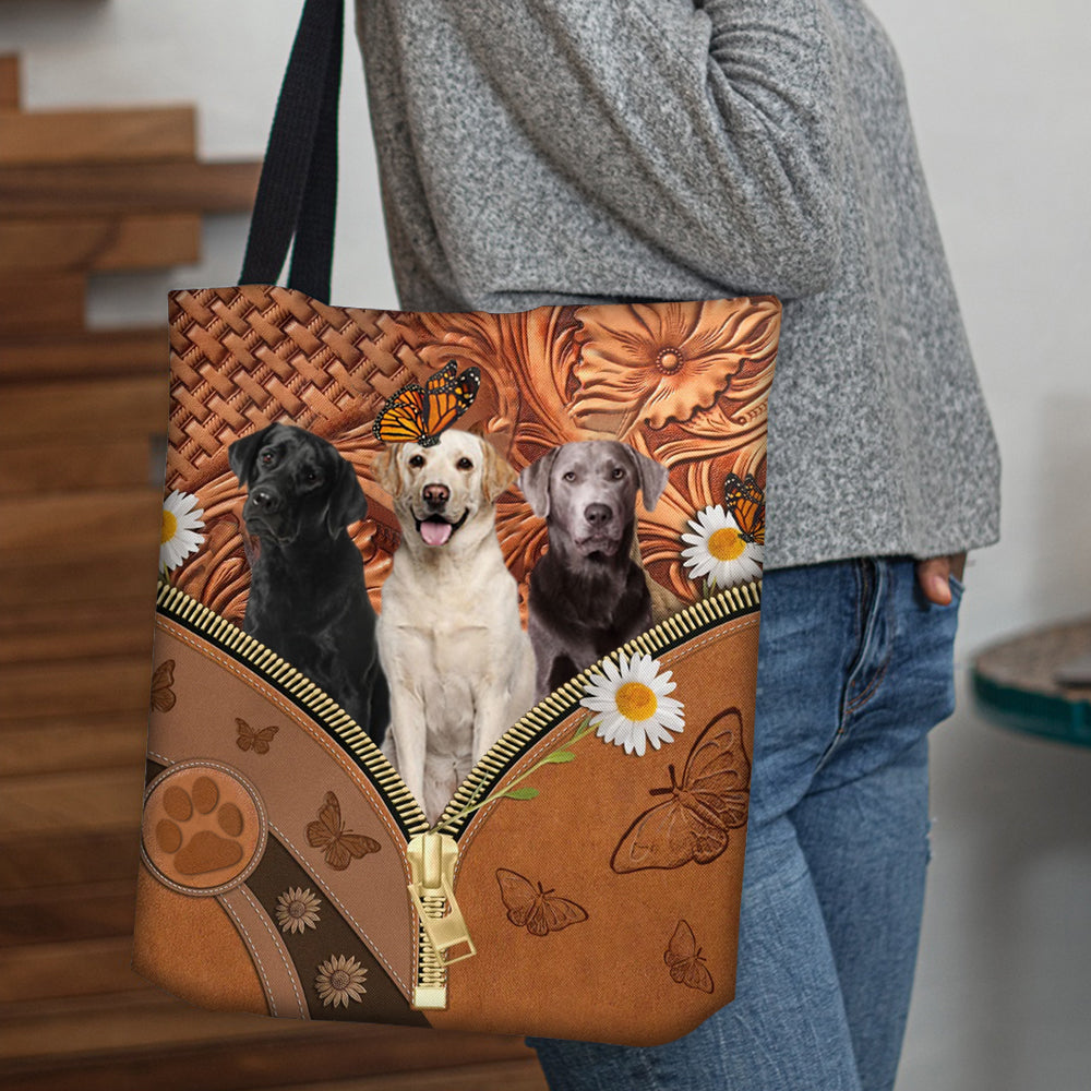 Labrador Daisy Flower And Butterfly Tote Bag