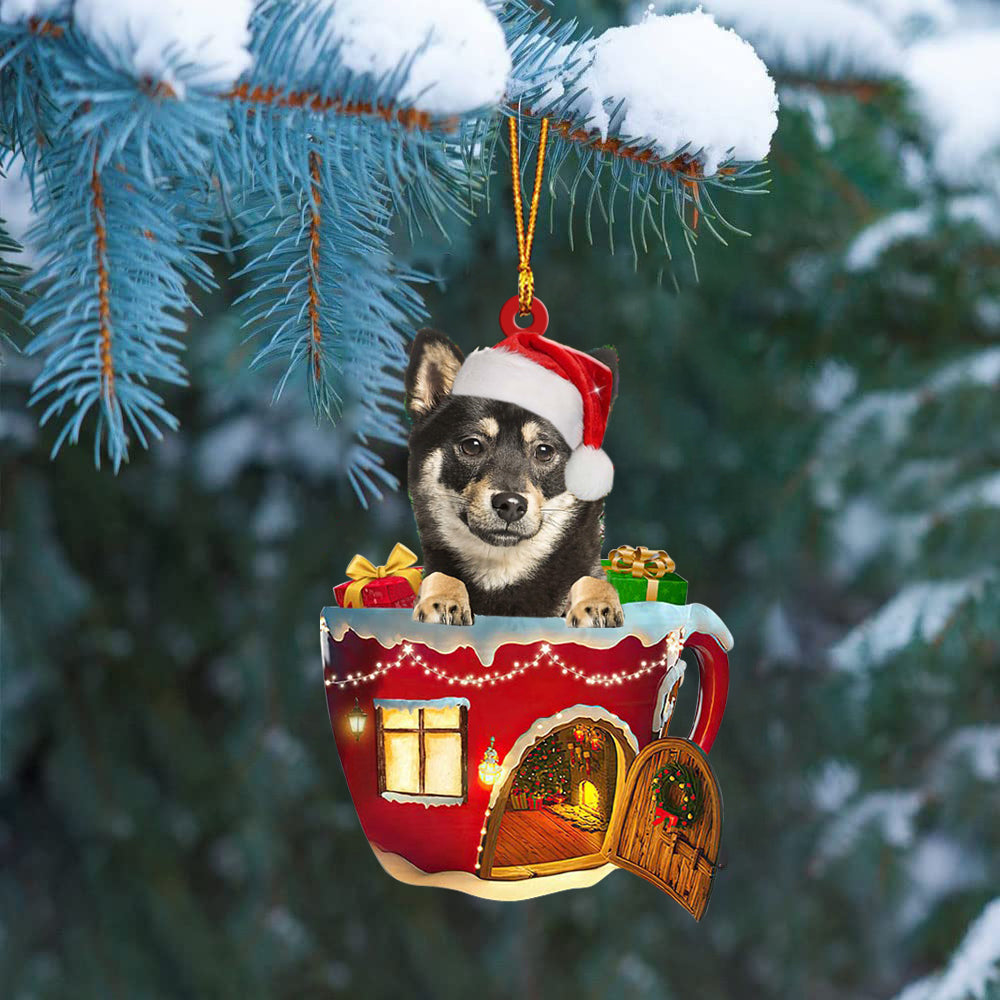 Shiba Inu  In Red House Cup Merry Christmas Ornament