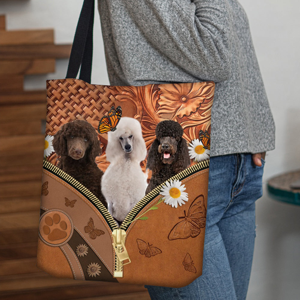 Standard Poodle Daisy Flower And Butterfly Tote Bag