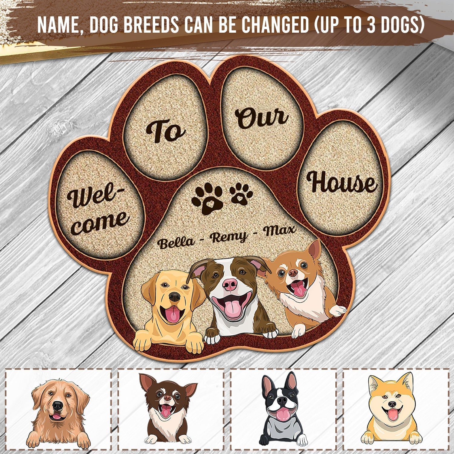 Welcome To My House Love Dogs - Personalized Shaped Door Mat, Dog Custom Trendy Door Mats