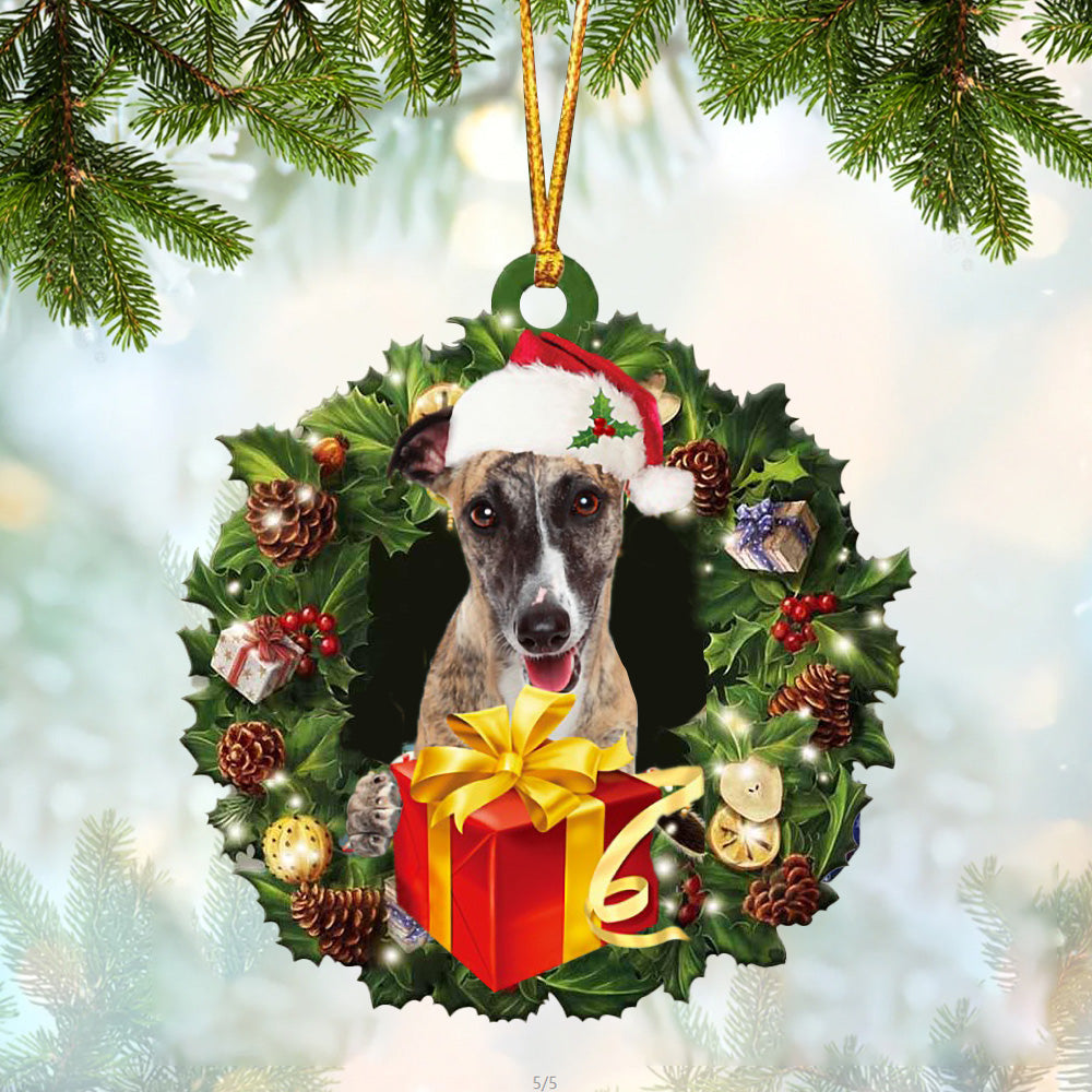 Whippet Christmas Gift Hanging Ornament