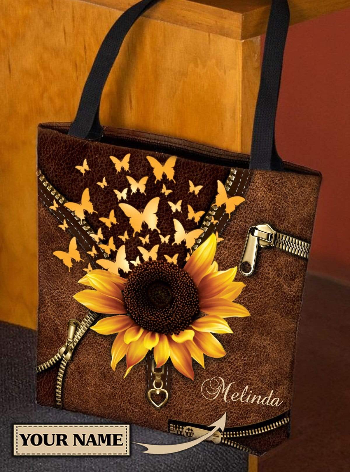Crossbody Purse for Women With Painted Flowers Brown Custom 
