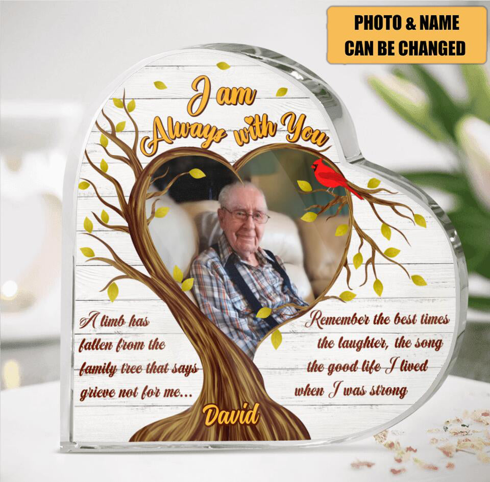 Custom Personalized Memorial Photo Crystal Heart - Memorial Gift Idea - I Am Always With You