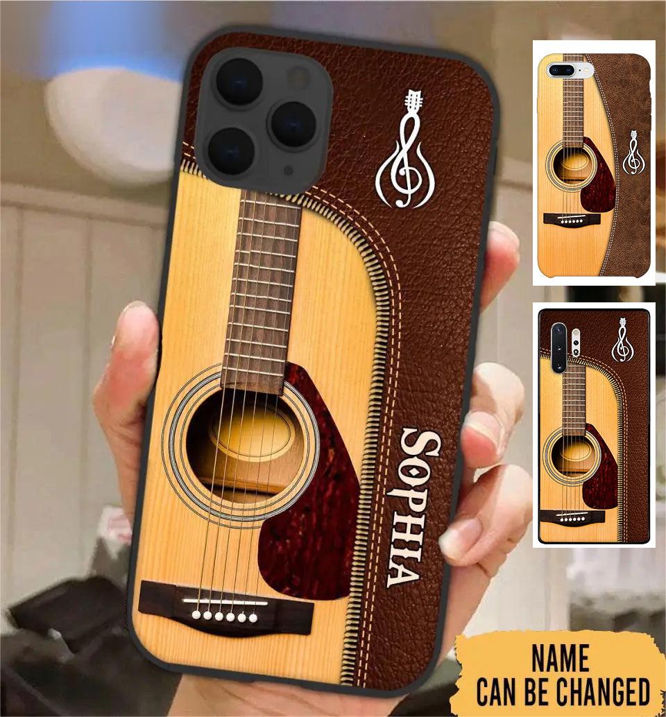 Personalized Phone Case - Gifts for Guitarist, Musicians, Guitar Players, Artists, Him Her- On Birthday, Anniversary, Rehearsal - Guitar Musical Note