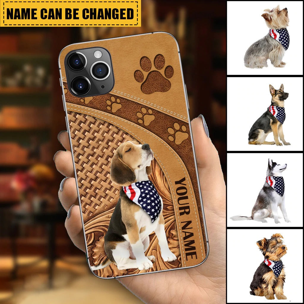 Dog With USA Flag Personalized Phone Case