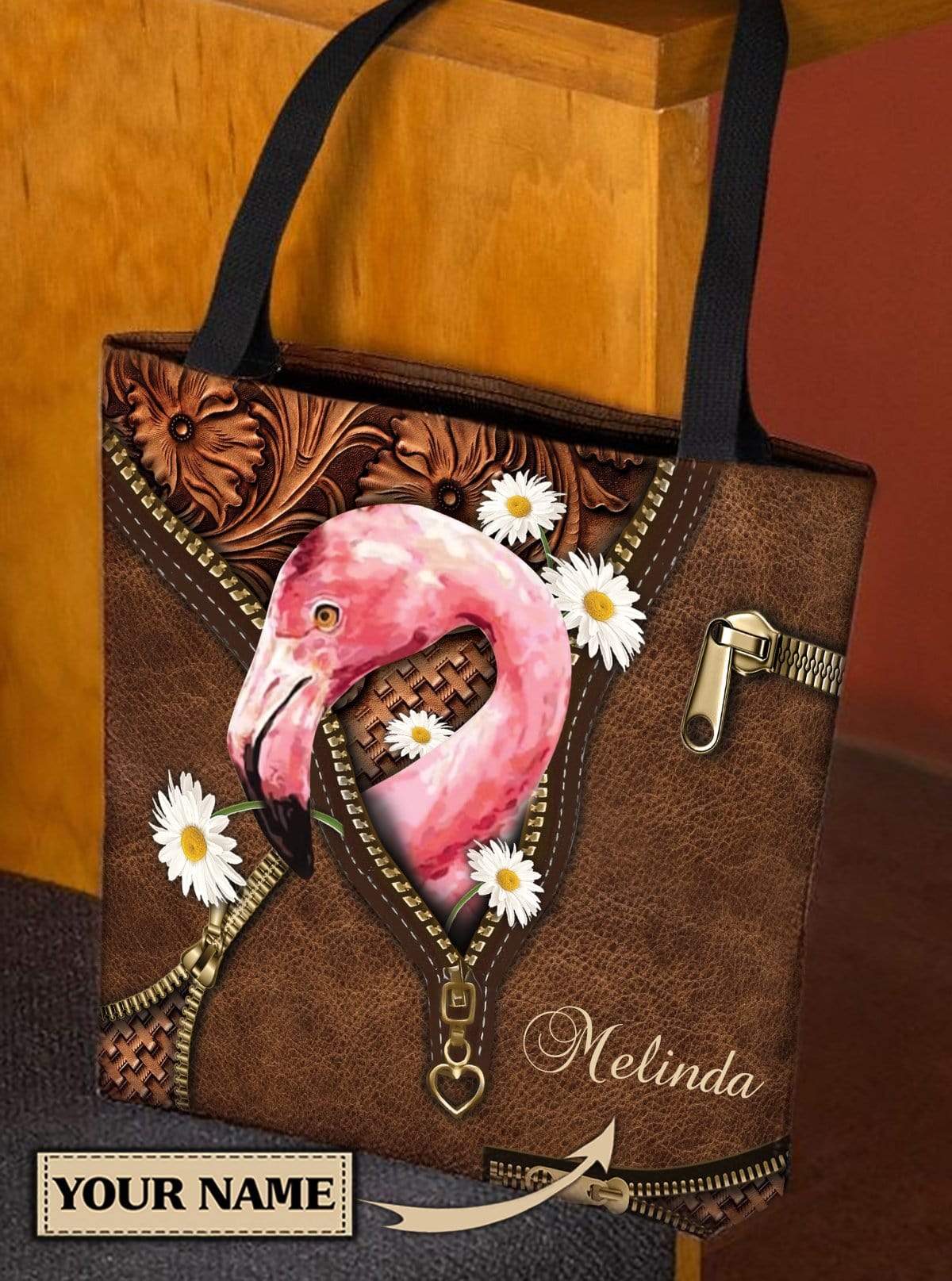 Personalized Flamingo All Over Tote Bag - TO397PS