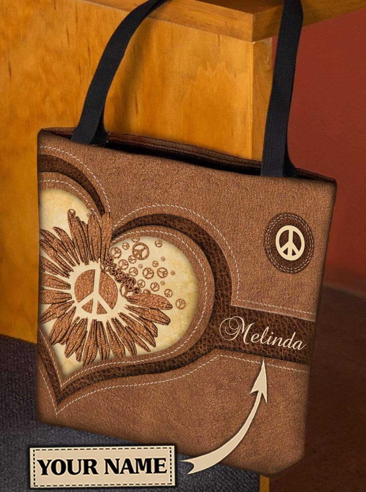 Personalized Hippie All Over Tote Bag - TO546PS