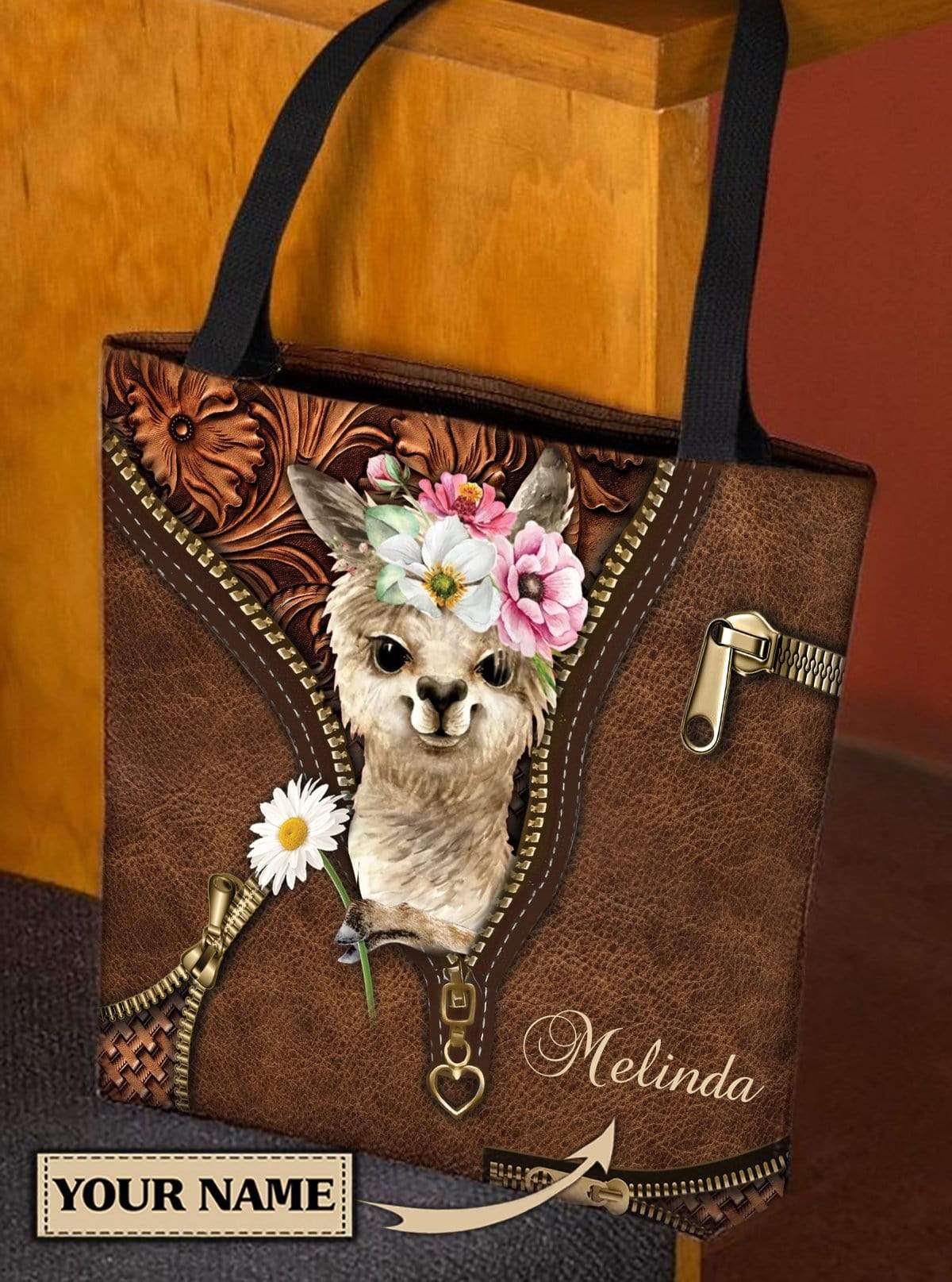 Personalized Llama All Over Tote Bag - TO372PS