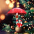 Boston Terrier Under Umbrella Christmas Ornament