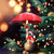 French Bulldog Under Umbrella Christmas Ornament