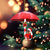Yorkshire Terrier Under Umbrella Christmas Ornament