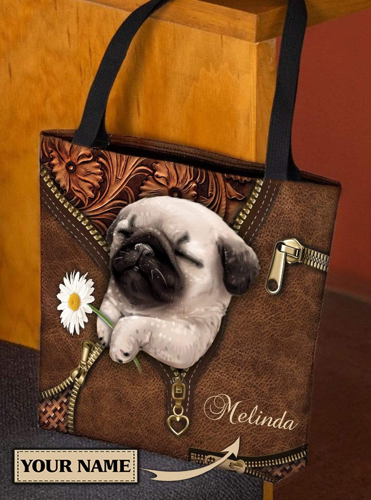Personalized Pug All Over Tote Bag - TO376PS