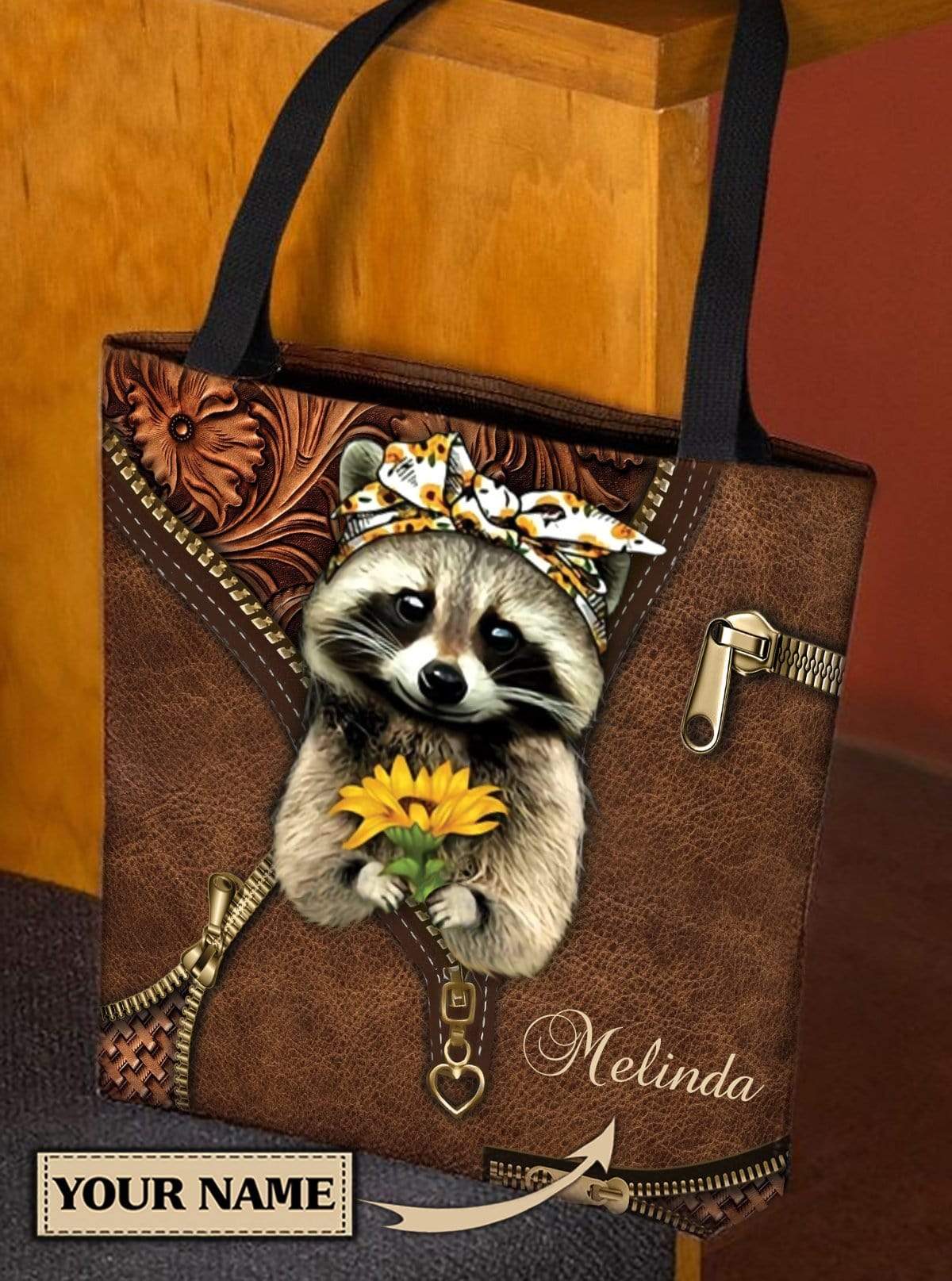 Personalized Raccoon All Over Tote Bag - TO377PS