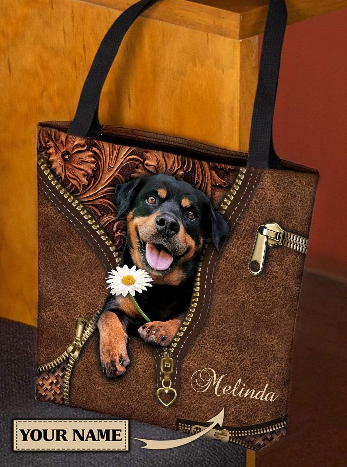 Personalized Rottweiler All Over Tote Bag - TO378PS