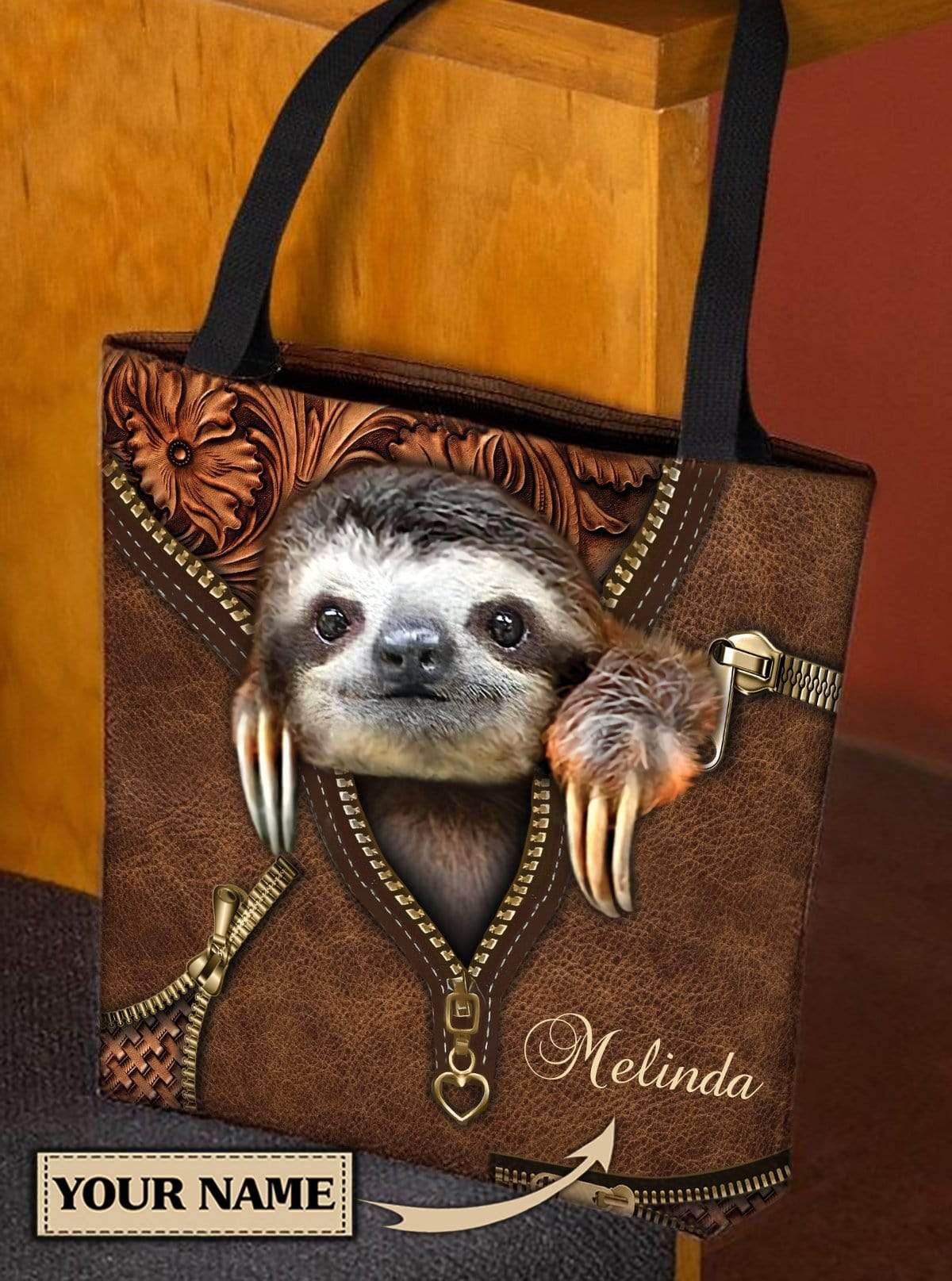 Personalized Sloth All Over Tote Bag - TO177PS